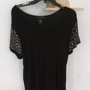 Grace Elements Black Studded Short Sleeve Top
